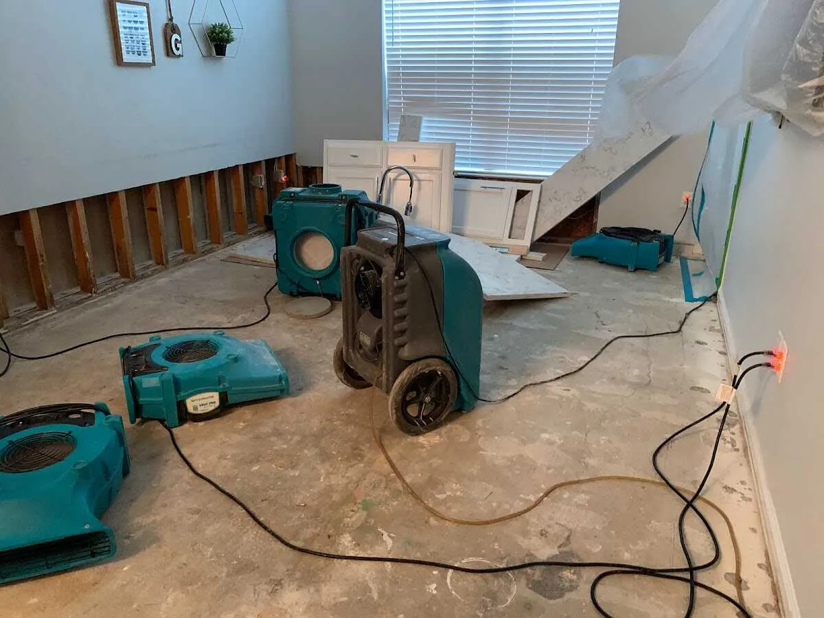 Dehumidifier in flood-cut room for Water Damage Restoration in Yucaipa